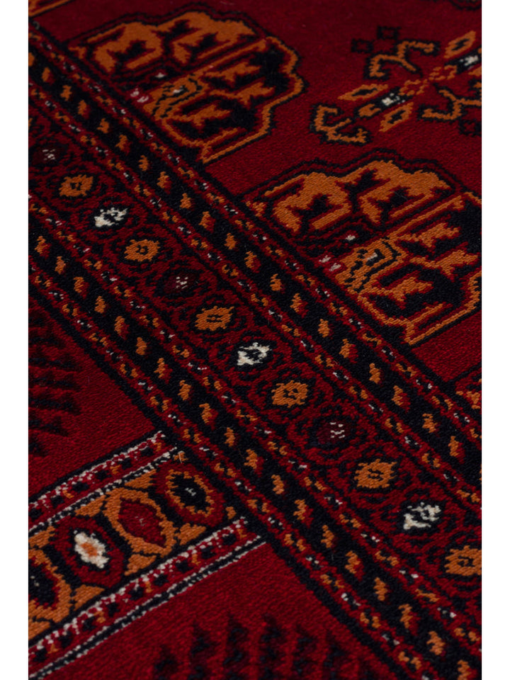 Paghman Series Afghan Patterned Viscose Dense Woven Non-Slip Based Thin Machine-Made Carpet 03 RED