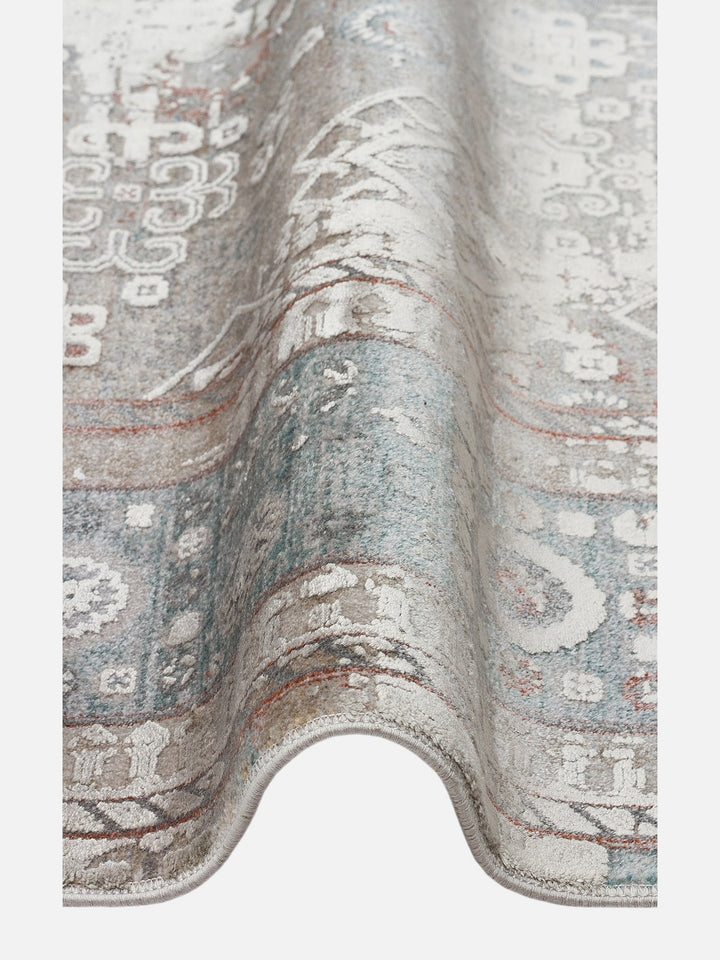Golden Serisi %100 Naturel Yumuşak Dokulu Vintage Esintilere Sahip Sık Dokuma Salon Halısı 03 GREY - Carpetdocia