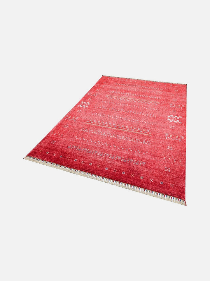 Oushak Carnaval %100 Naturel Kolay Temizlenir El Emeğiyle Üretilen TENCEL™ Modern Uşak Halısı 06 RED - Carpetdocia