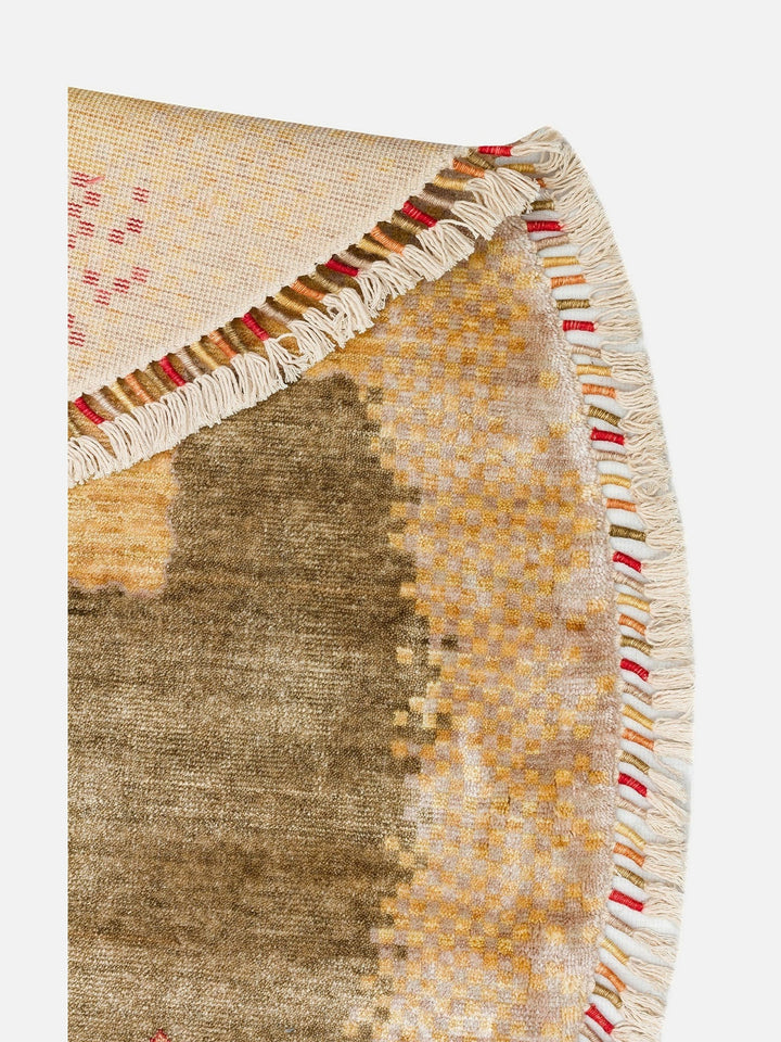 Oushak Carnaval %100 Naturel Kolay Temizlenir El Emeğiyle Üretilen TENCEL™ Modern Uşak Halısı 07 BEIGE AUTUMN Q - Carpetdocia