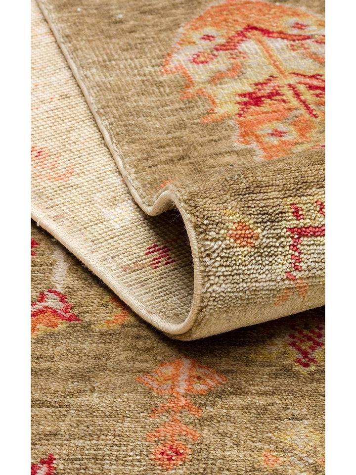 Oushak Carnaval Tappeto Moderno Uşak in TENCEL™ realizzato a mano, 100% naturale, facile da pulire, 08 GREEN AUTUMN