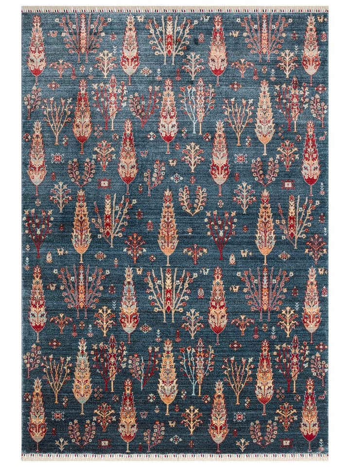 Oushak Carnaval Tappeto Uşak moderno TENCEL™ realizzato a mano, 100% naturale, facile da pulire 08 NAVY TURQUOISE