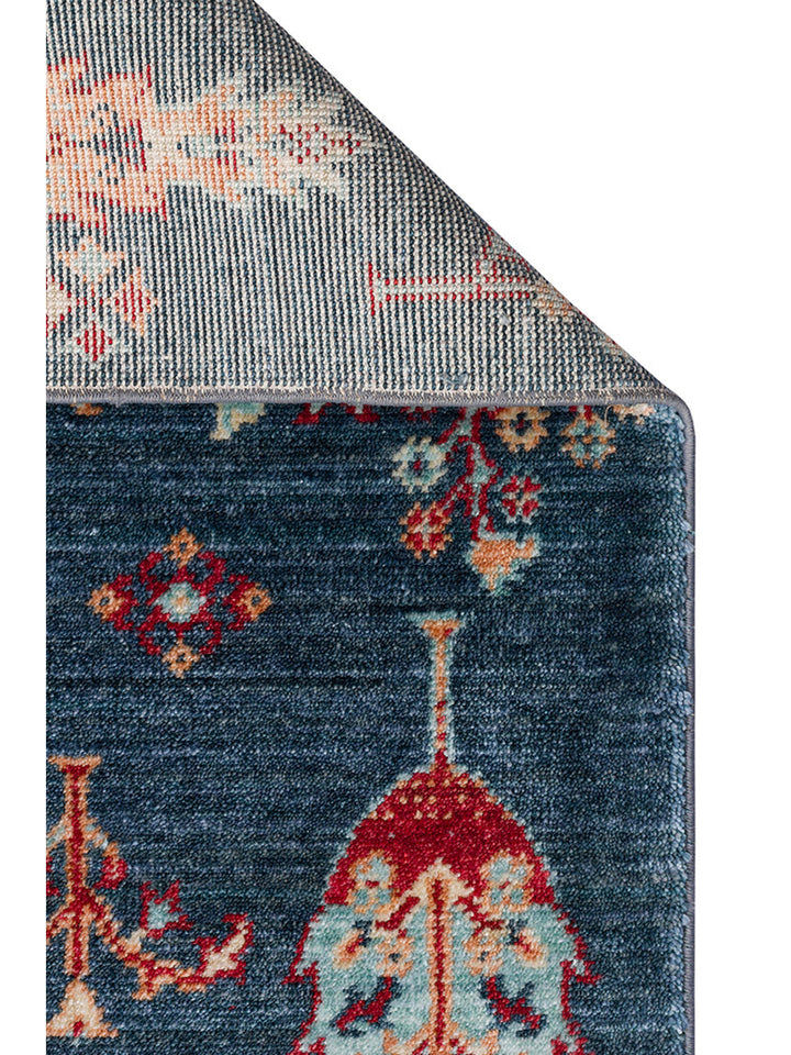 Oushak Carnaval Tappeto Uşak moderno TENCEL™ realizzato a mano, 100% naturale, facile da pulire 08 NAVY TURQUOISE