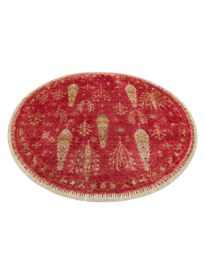 Oushak Carnaval سجادة أُشاك الحديثة المصنوعة يدوياً من TENCEL™ بنسبة 100% طبيعية وسهلة التنظيف 08 ريد أوتمن Q