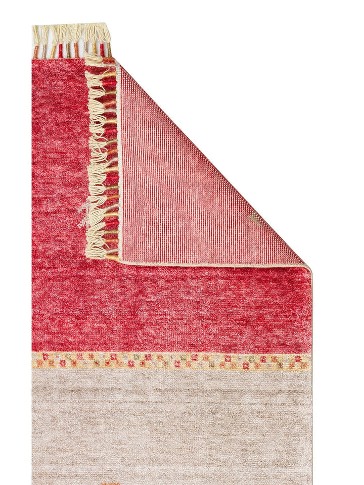 Oushak Carnaval Tappeto Moderno Uşak in TENCEL™ realizzato a mano, 100% naturale, facile da pulire, 11 RED AUTUMN