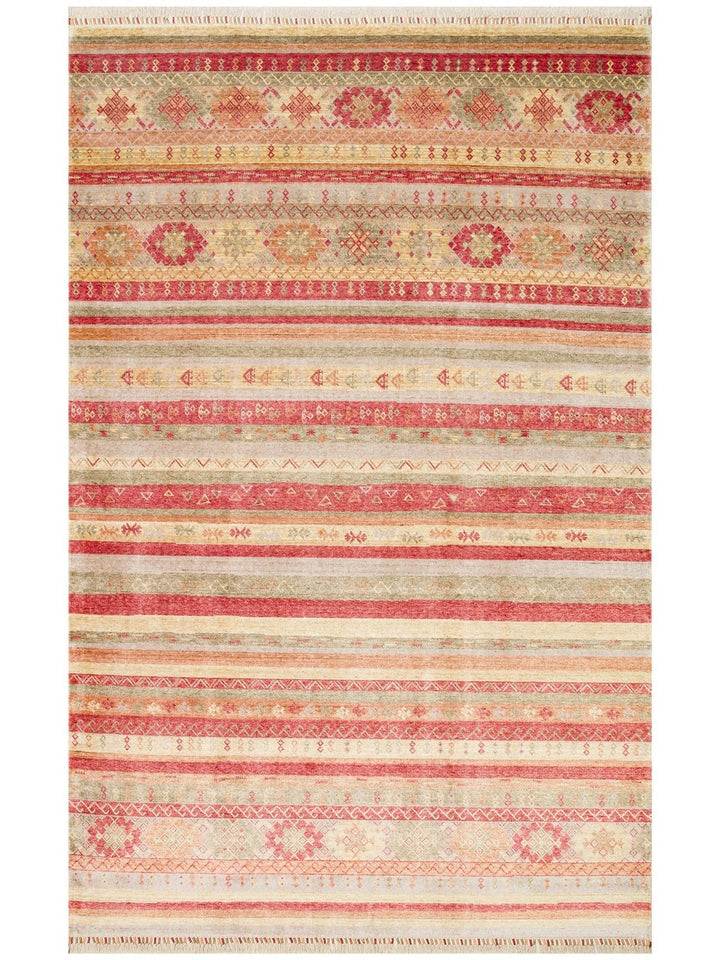 Oushak Carnaval Tappeto Moderno Uşak in TENCEL™ realizzato a mano, 100% naturale, facile da pulire, 12 RED AUTUMN