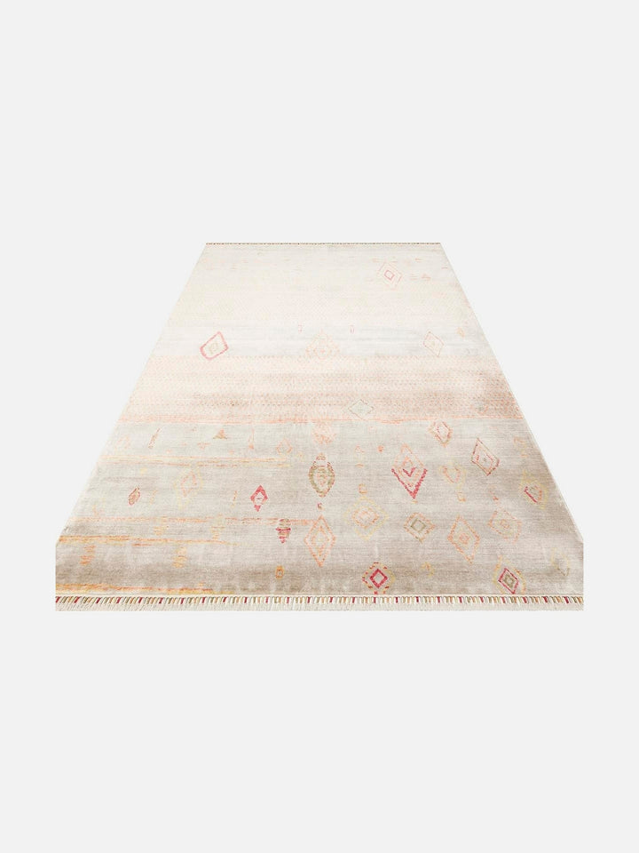 Oushak Carnaval %100 Naturel Kolay Temizlenir El Emeğiyle Üretilen TENCEL™ Modern Uşak Halısı 15 BEIGE AUTUMN - Carpetdocia