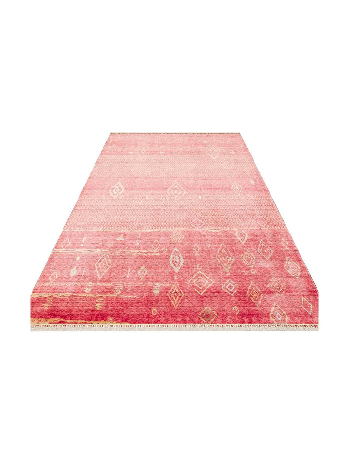 Oushak Carnaval Tappeto Uşak Moderno TENCEL™ Fatto a Mano, 100% Naturale, Facile da Pulire, ZR 15 RED AUTUMN