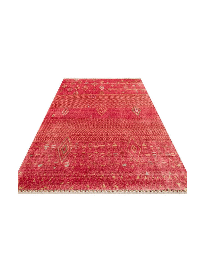 Oushak Carnaval Tappeto Uşak Moderno TENCEL™ Fatto a Mano, 100% Naturale, Facile da Pulire, ZR 15 RED AUTUMN