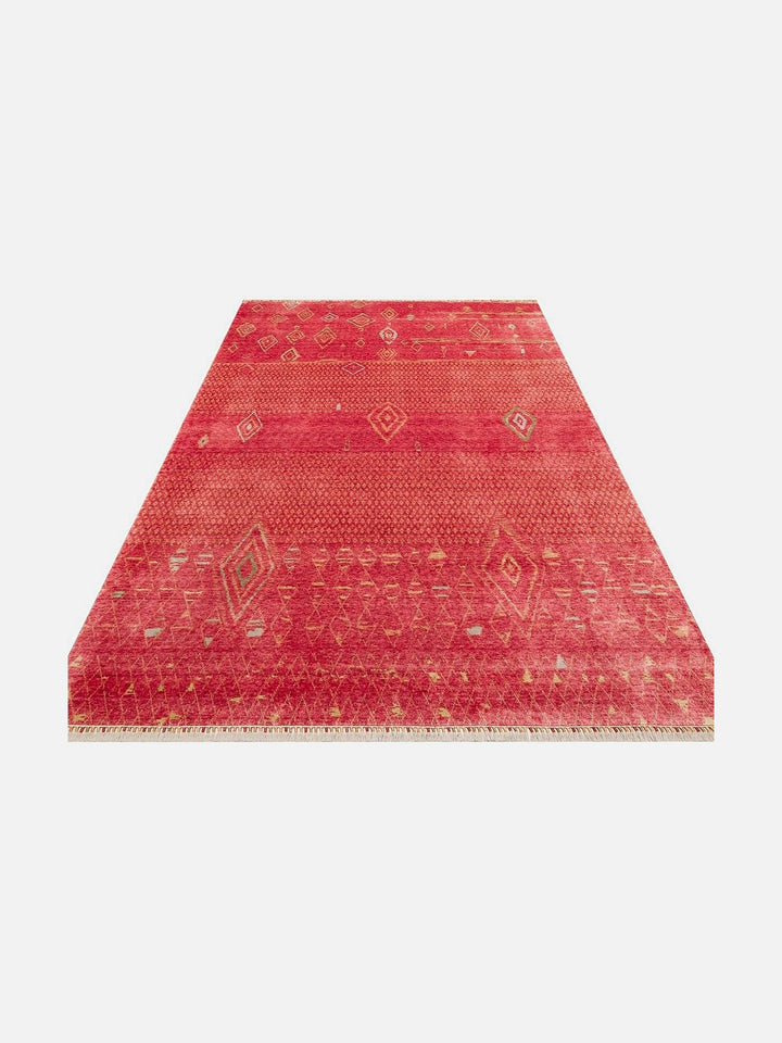 Oushak Carnaval %100 Naturel Kolay Temizlenir El Emeğiyle Üretilen TENCEL™ Modern Uşak Halısı ZR 15 RED AUTUMN - Carpetdocia