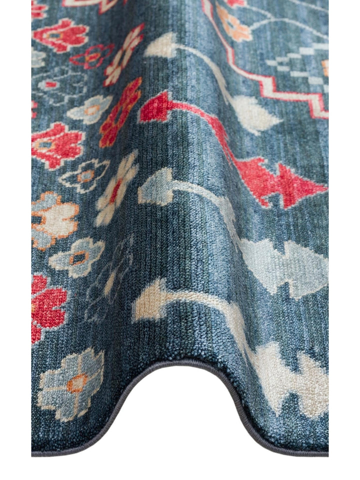 Oushak Carnaval Tappeto Uşak Moderno TENCEL™ Fatto a Mano, 100% Naturale, Facile da Pulire, 17 NAVY MULTY