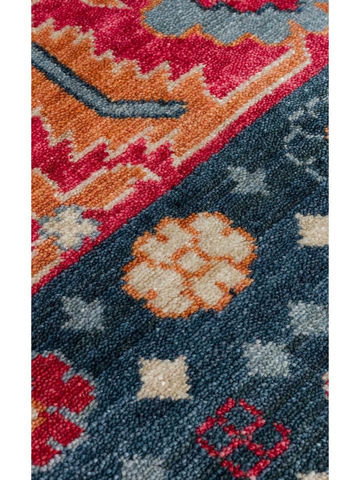 Oushak Carnaval Tappeto Uşak Moderno TENCEL™ Fatto a Mano, 100% Naturale, Facile da Pulire, 17 NAVY MULTY