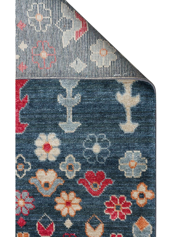 Oushak Carnaval Tappeto Uşak Moderno TENCEL™ Fatto a Mano, 100% Naturale, Facile da Pulire, 17 NAVY MULTY
