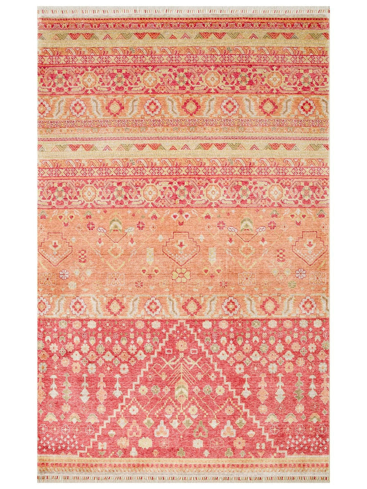 Oushak Carnaval Tappeto Uşak Moderno TENCEL™ Fatto a Mano, 100% Naturale, Facile da Pulire, 17 RED AUTUMN
