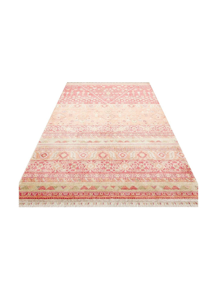 Oushak Carnaval Tappeto Uşak Moderno TENCEL™ Fatto a Mano, 100% Naturale, Facile da Pulire, 17 RED AUTUMN