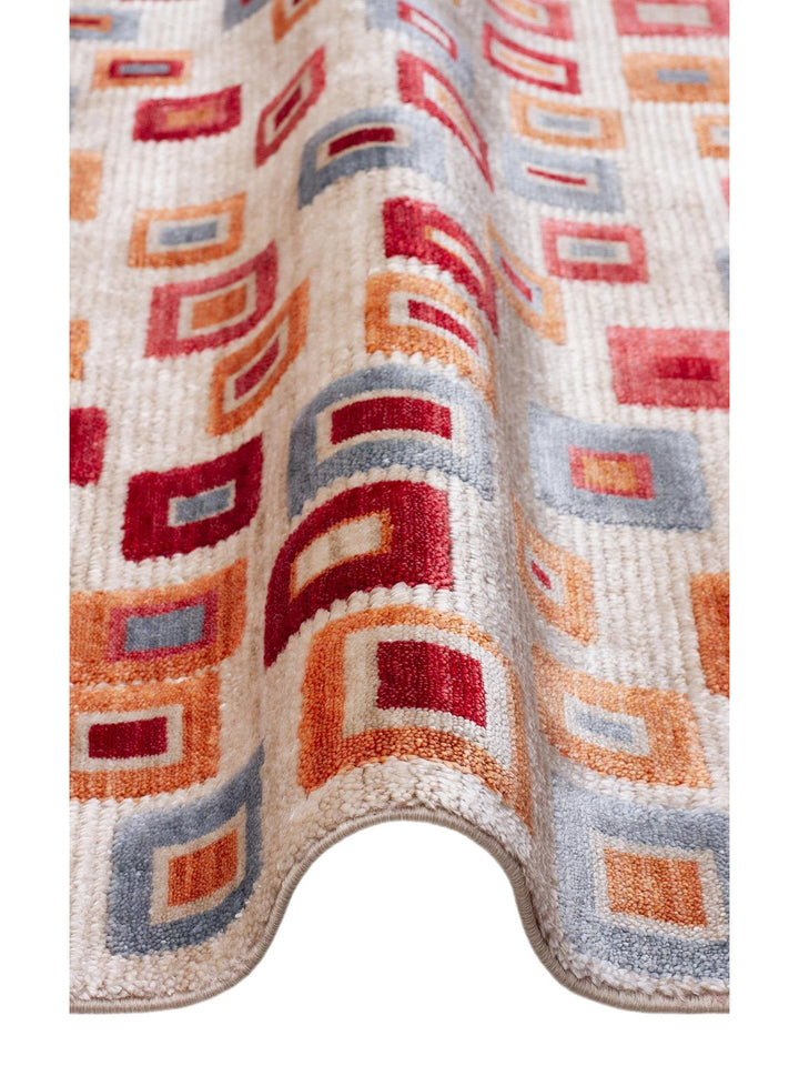 Oushak Carnaval Tappeto Uşak Moderno TENCEL™ Fatto a Mano, 100% Naturale, Facile da Pulire, 21 BEIGE MULTY