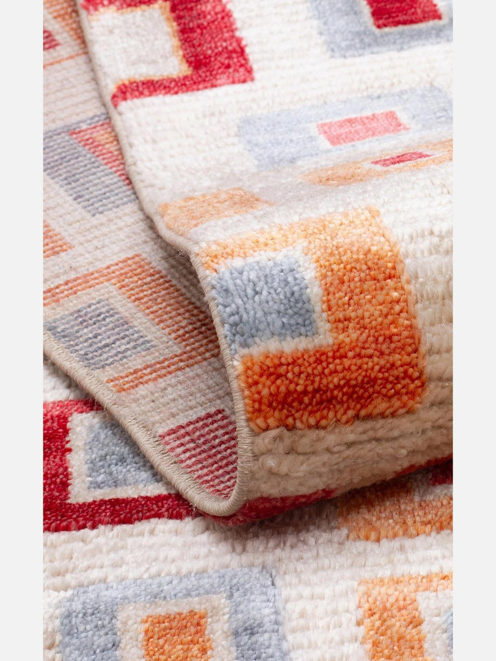 Oushak Carnaval %100 Naturel Kolay Temizlenir El Emeğiyle Üretilen TENCEL™ Modern Uşak Halısı 21 BEIGE MULTY - Carpetdocia
