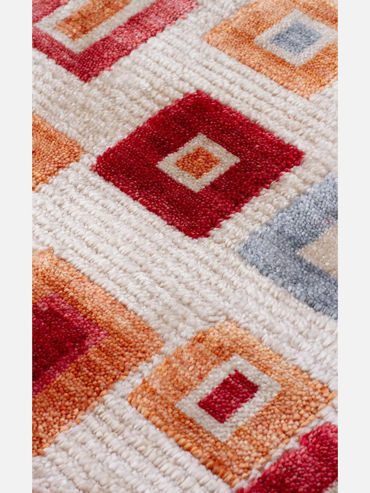 Oushak Carnaval %100 Naturel Kolay Temizlenir El Emeğiyle Üretilen TENCEL™ Modern Uşak Halısı 21 BEIGE MULTY - Carpetdocia