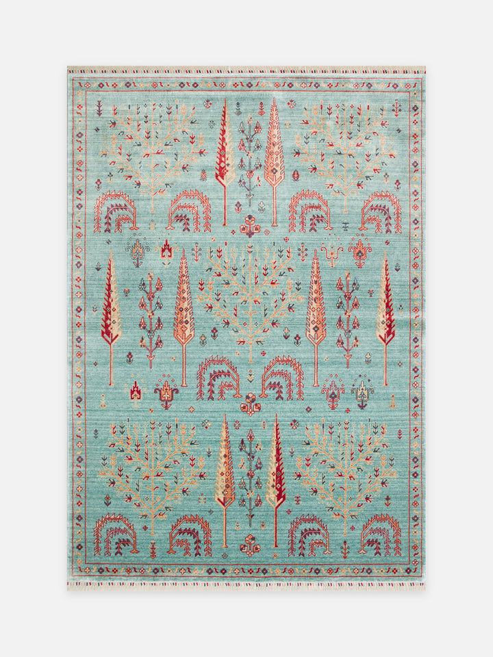 Oushak Carnaval %100 Naturel Kolay Temizlenir El Emeğiyle Üretilen TENCEL™ Modern Uşak Halısı 22 TURQUOISE - Carpetdocia - kusbakisi