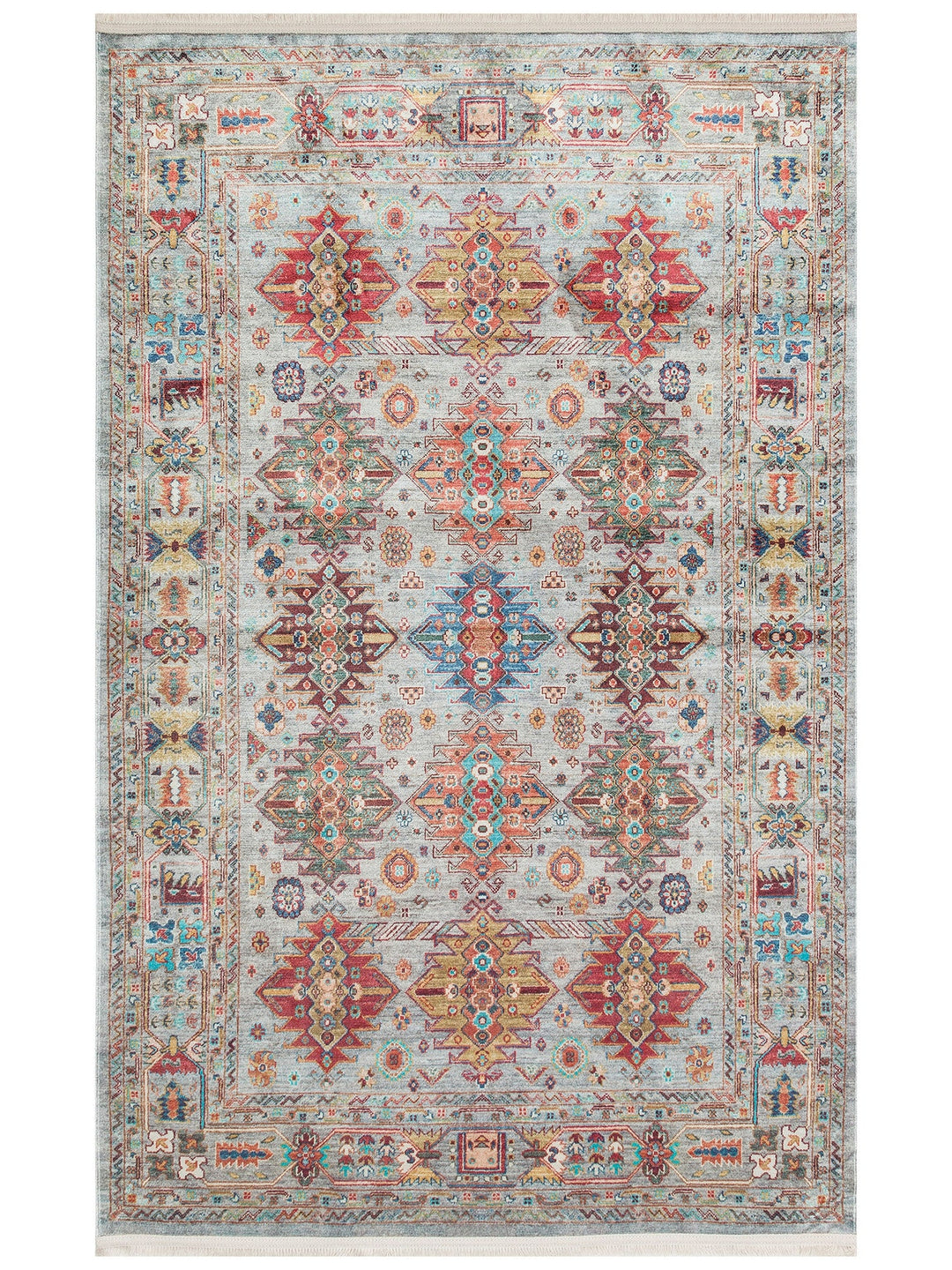 Historic Serisi Kaymaz Antik Desenli Salon Oturma Odası Koridor Mutfak Yıkanabilir Halı 06 AQUA - Carpetdocia