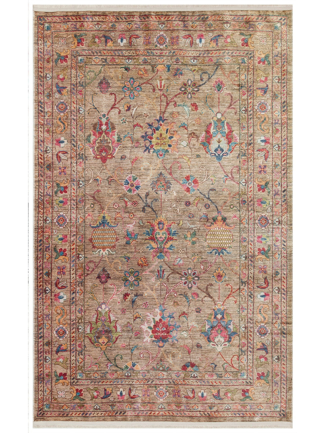 Historic Serisi Kaymaz Antik Desenli Salon Oturma Odası Koridor Mutfak Yıkanabilir Halı 08 BEIGE - Carpetdocia
