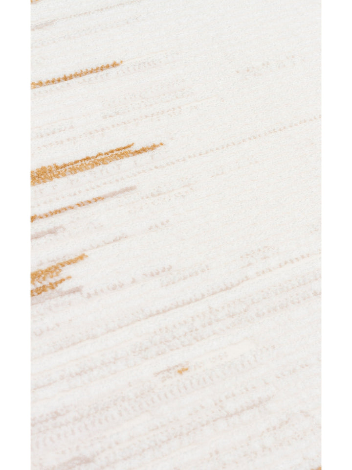 Kylie Serisi Salon Oturma Odası Koridor Antre Parlak ve Sade Modern Halı 01 CREAM GOLD - Carpetdocia