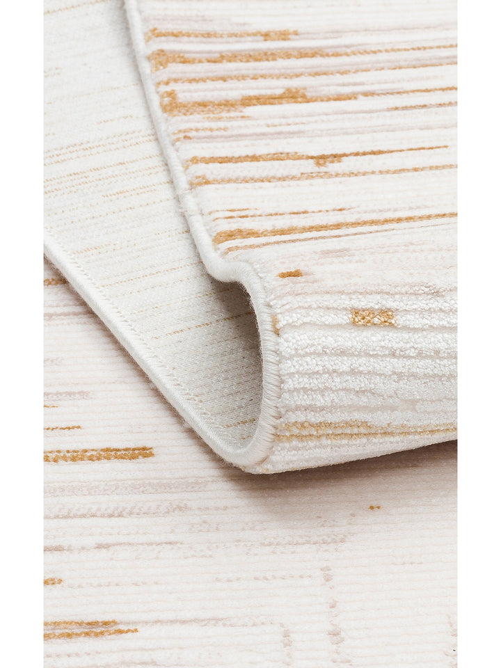 Kylie Serisi Salon Oturma Odası Koridor Antre Parlak ve Sade Modern Halı 01 CREAM GOLD - Carpetdocia