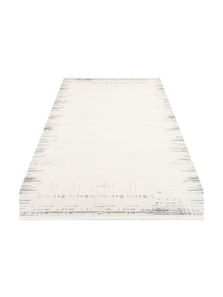 Kylie Serisi Salon Oturma Odası Koridor Antre Parlak ve Sade Modern Halı 01 CREAM GREY - Carpetdocia