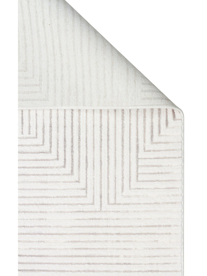 Kylie Serisi Salon Oturma Odası Koridor Antre Parlak ve Sade Modern Halı 02 CREAM GREY - Carpetdocia