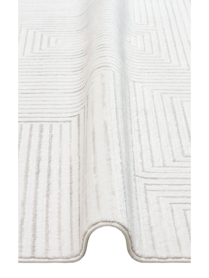 Kylie Serisi Salon Oturma Odası Koridor Antre Parlak ve Sade Modern Halı 02 CREAM GREY - Carpetdocia