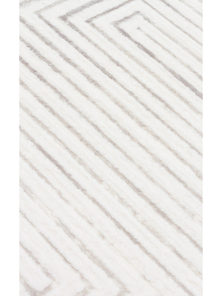 Kylie Serisi Salon Oturma Odası Koridor Antre Parlak ve Sade Modern Halı 02 CREAM GREY - Carpetdocia
