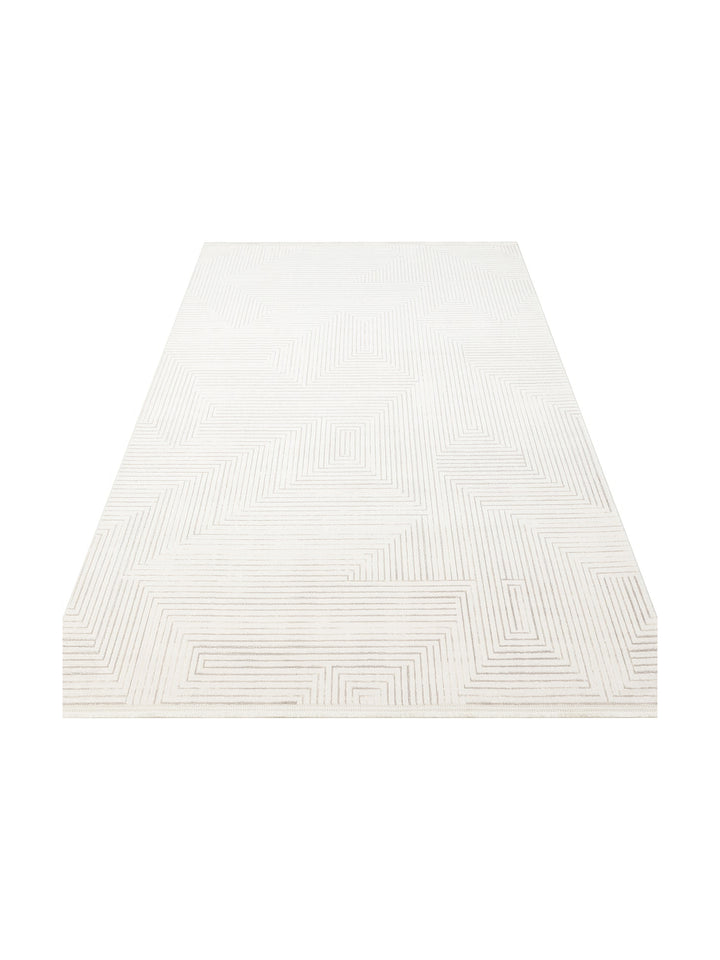 Kylie Serisi Salon Oturma Odası Koridor Antre Parlak ve Sade Modern Halı 02 CREAM GREY - Carpetdocia