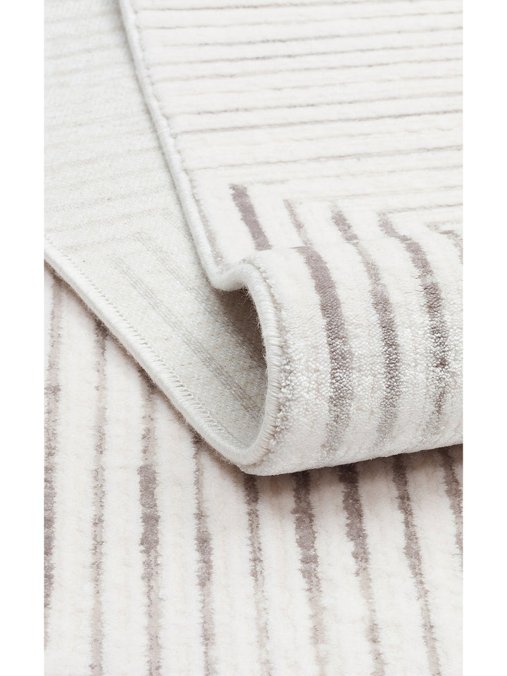 Kylie Serisi Salon Oturma Odası Koridor Antre Parlak ve Sade Modern Halı 02 CREAM GREY - Carpetdocia