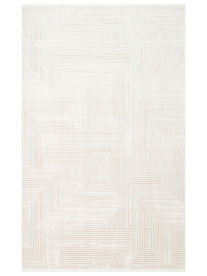 Kylie Serisi Salon Oturma Odası Koridor Antre Parlak ve Sade Modern Halı 02 CREAM NATURAL - Carpetdocia