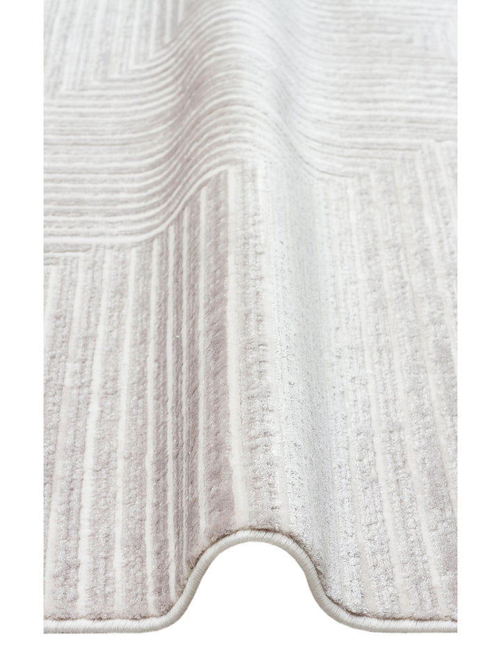 Kylie Serisi Salon Oturma Odası Koridor Antre Parlak ve Sade Modern Halı 02 SILVER CREAM - Carpetdocia