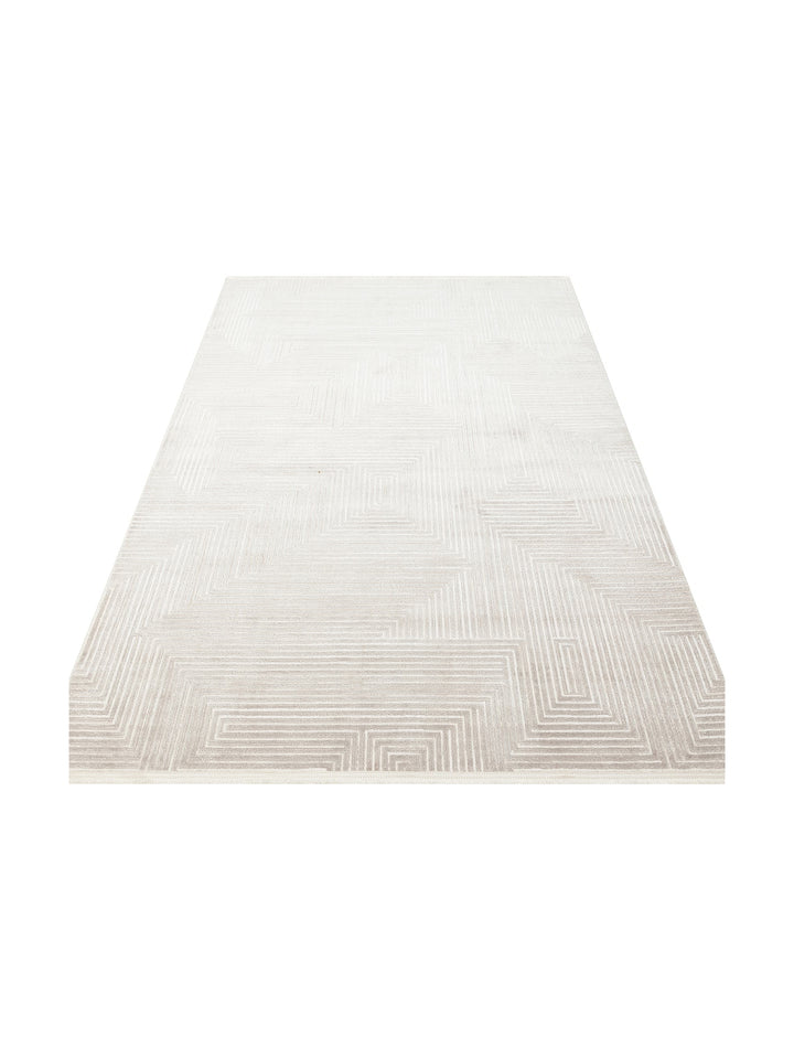 Kylie Serisi Salon Oturma Odası Koridor Antre Parlak ve Sade Modern Halı 02 SILVER CREAM - Carpetdocia