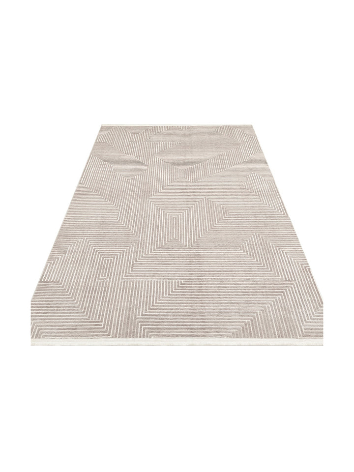 Kylie Serisi Salon Oturma Odası Koridor Antre Parlak ve Sade Modern Halı 02 SILVER CREAM - Carpetdocia