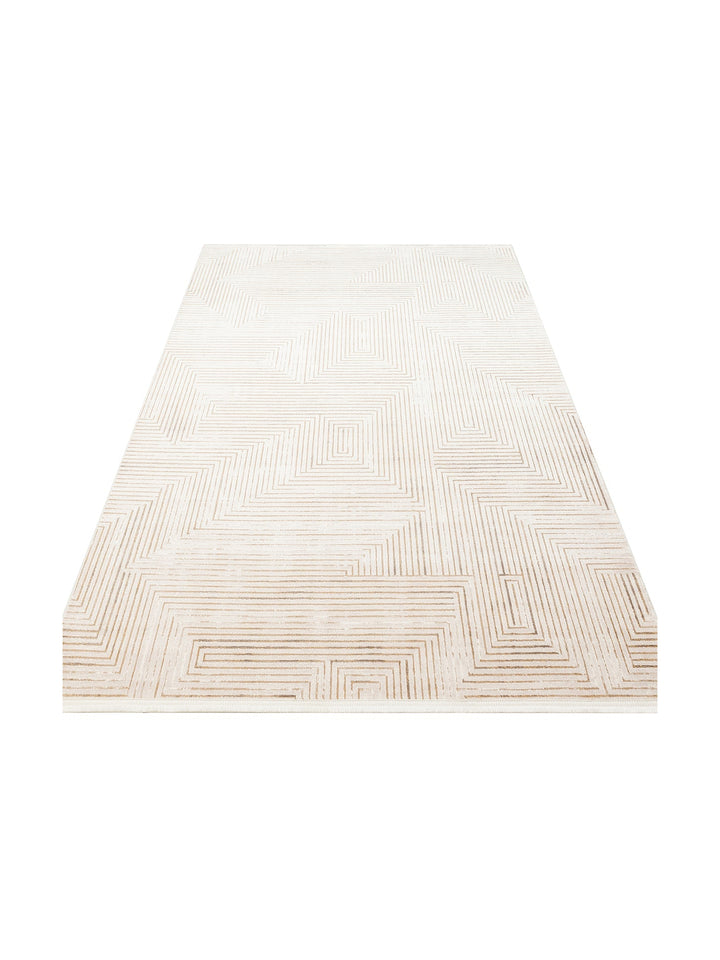 Kylie Serisi Salon Oturma Odası Koridor Antre Parlak ve Sade Modern Halı 02 VIZON BEIGE - Carpetdocia