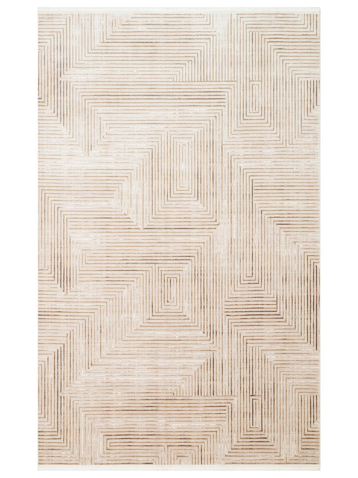Kylie Serisi Salon Oturma Odası Koridor Antre Parlak ve Sade Modern Halı 02 VIZON BEIGE - Carpetdocia
