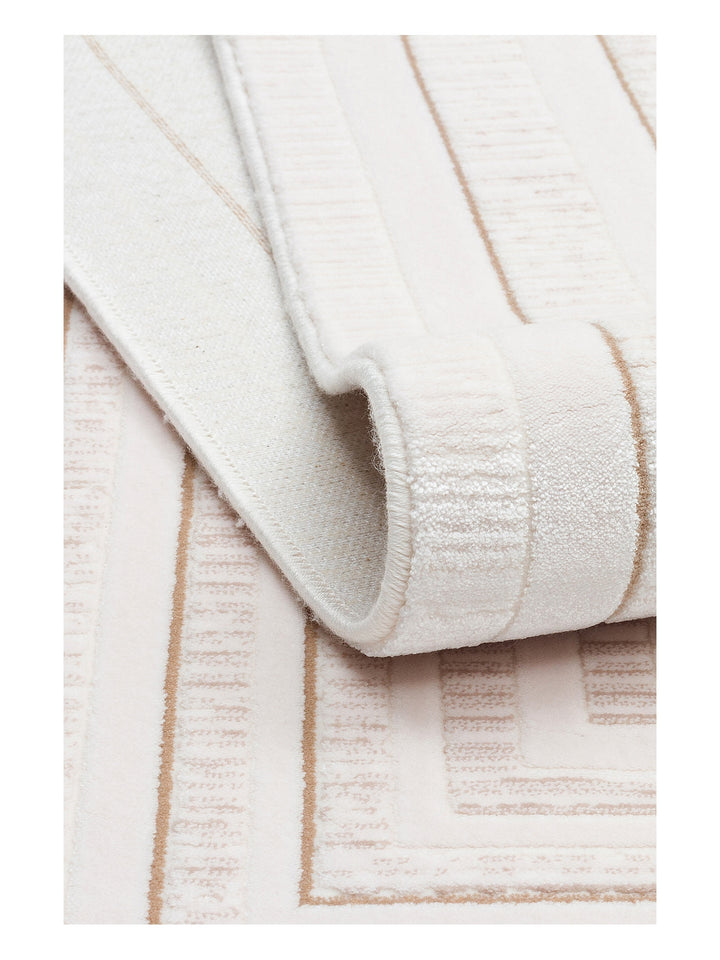 Kylie Serisi Salon Oturma Odası Koridor Antre Parlak ve Sade Modern Halı 04 CREAM BEIGE - Carpetdocia