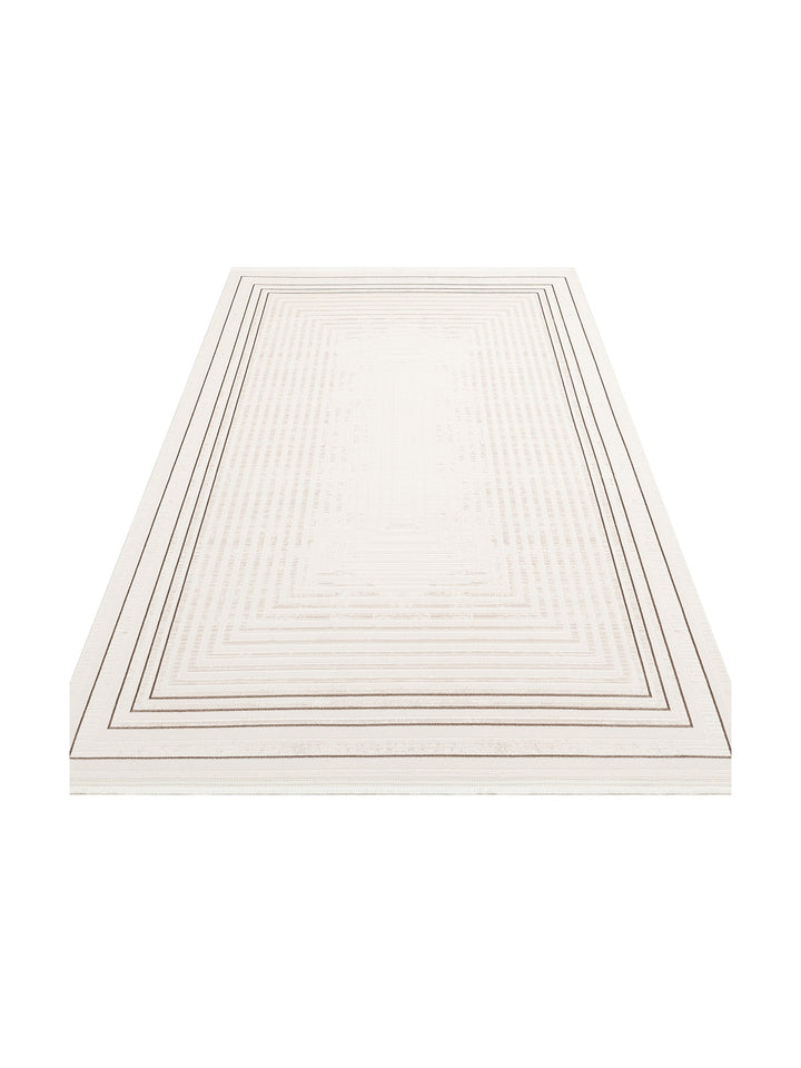 Kylie Serisi Salon Oturma Odası Koridor Antre Parlak ve Sade Modern Halı 04 CREAM VIZON - Carpetdocia