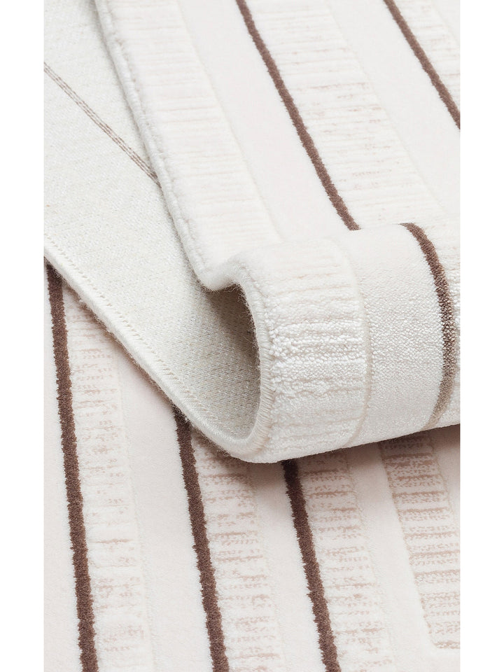 Kylie Serisi Salon Oturma Odası Koridor Antre Parlak ve Sade Modern Halı 04 CREAM VIZON - Carpetdocia