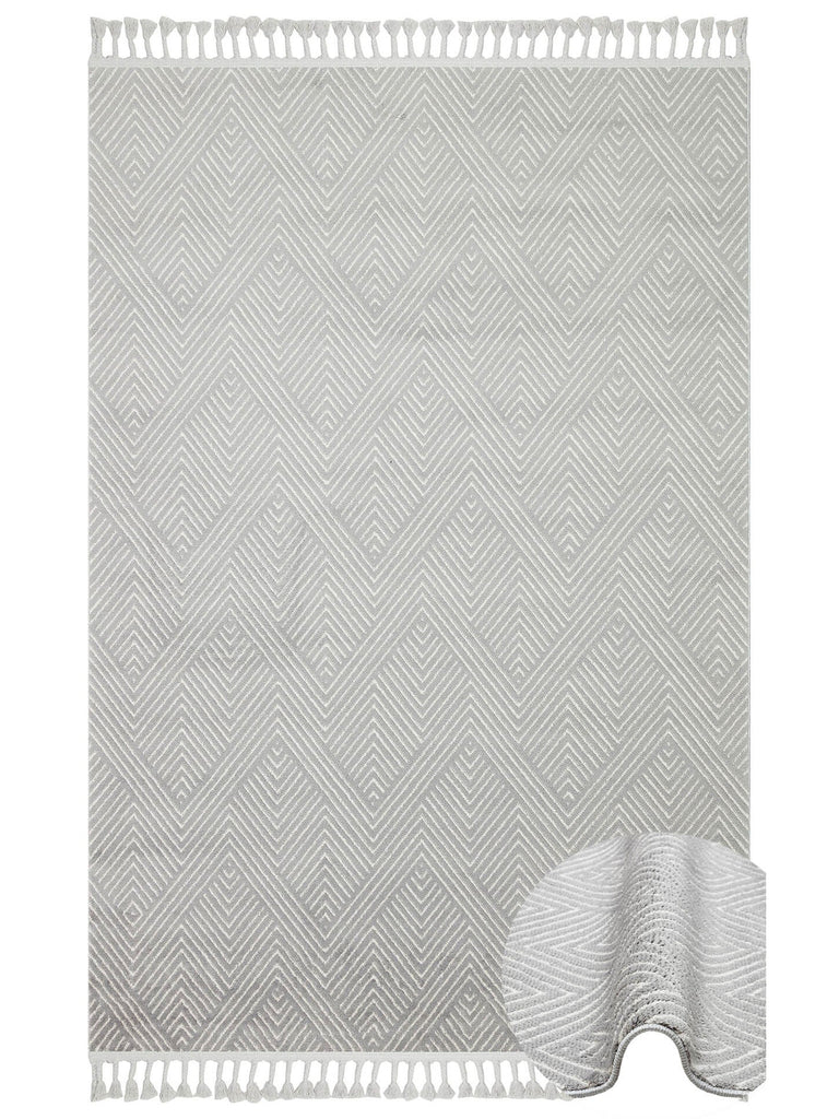 Lounge Series Ethnic Patterned Living Room Sitting Room Corridor Soft Modern Carpet 01 GREY WHITE 