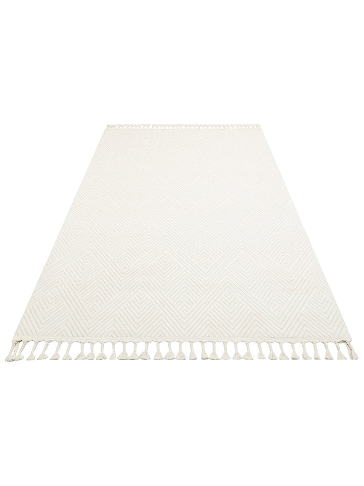 Lounge Serisi Etnik Desenlere Sahip Salon Oturma Odası Koridor Yumuşak Modern Halı 01 WHITE - Carpetdocia