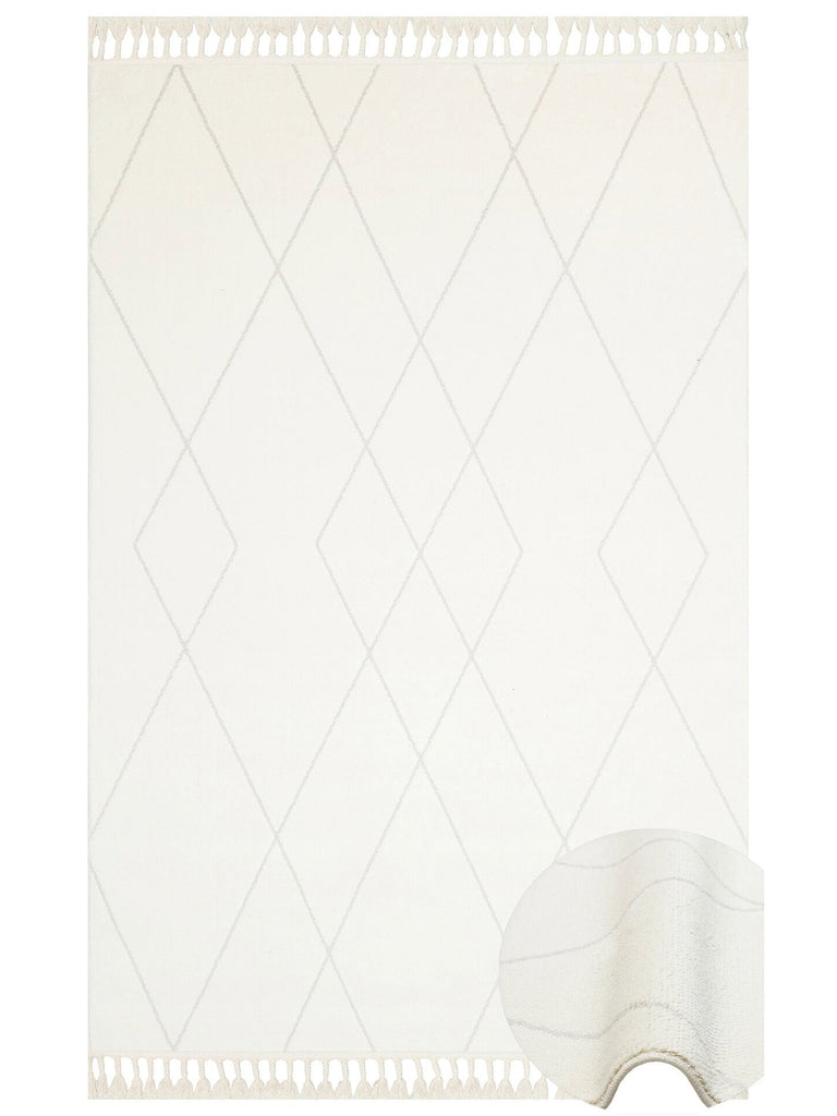 Lounge Series Ethnic Patterned Living Room Sitting Room Corridor Soft Modern Carpet 02 WHITE 
