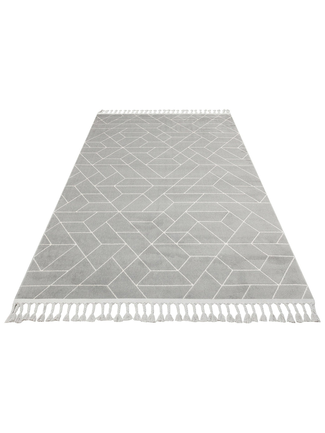 Lounge Serisi Etnik Desenlere Sahip Salon Oturma Odası Koridor Yumuşak Modern Halı 03 GREY WHITE - Carpetdocia