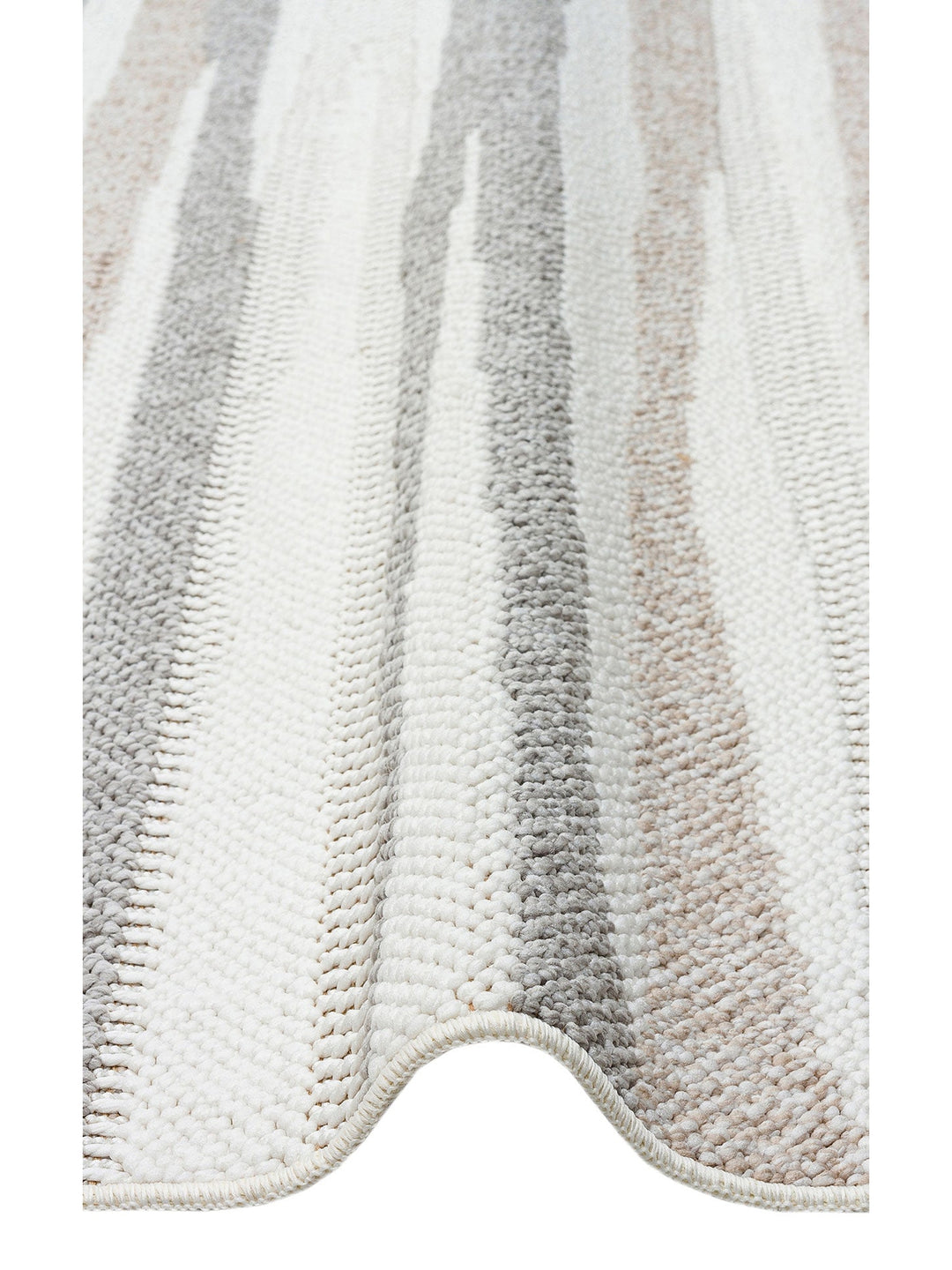 Mali Yumuşak Tuşeli Örgü Dokuma Oturma Odası Koridor Antre Yatak Odası Modern Halı 02 WHITE BEIGE - Carpetdocia