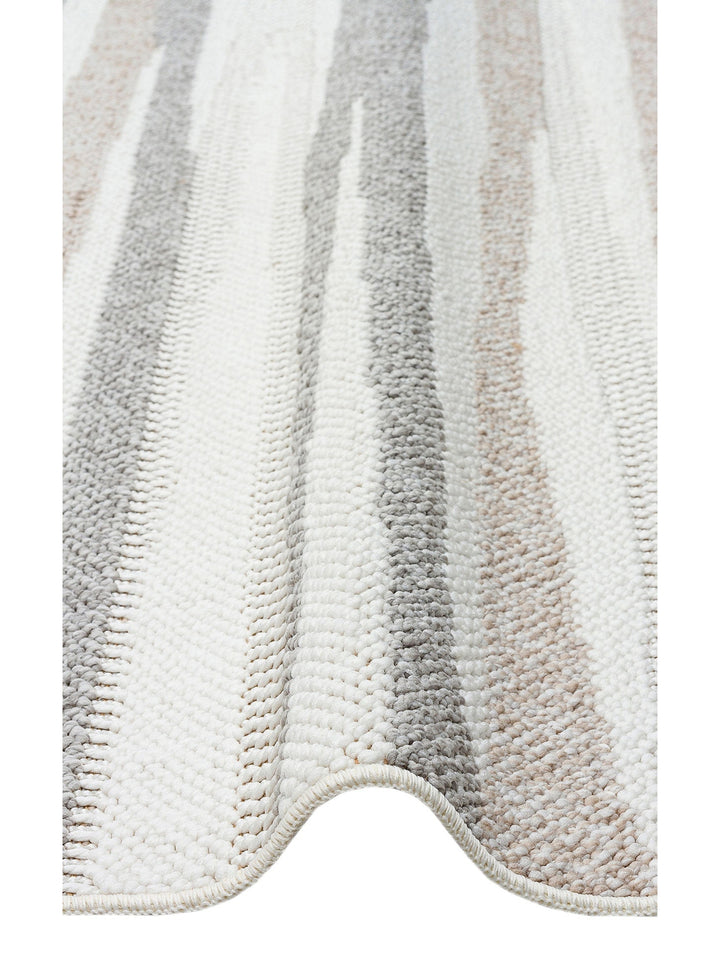 Mali Yumuşak Tuşeli Örgü Dokuma Oturma Odası Koridor Antre Yatak Odası Modern Halı 02 WHITE BEIGE - Carpetdocia