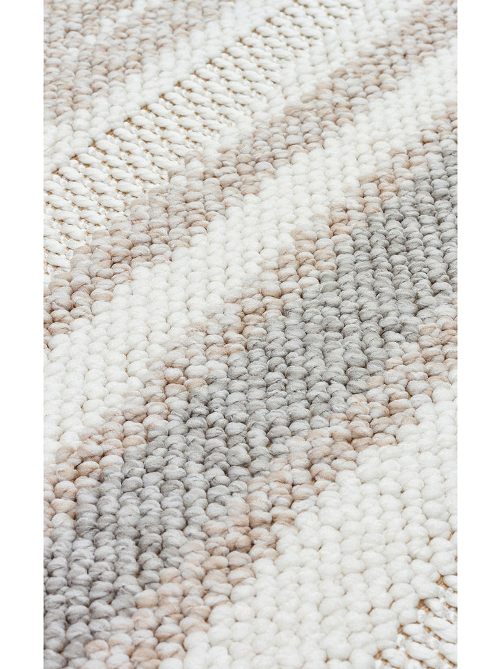 Mali Yumuşak Tuşeli Örgü Dokuma Oturma Odası Koridor Antre Yatak Odası Modern Halı 02 WHITE BEIGE - Carpetdocia
