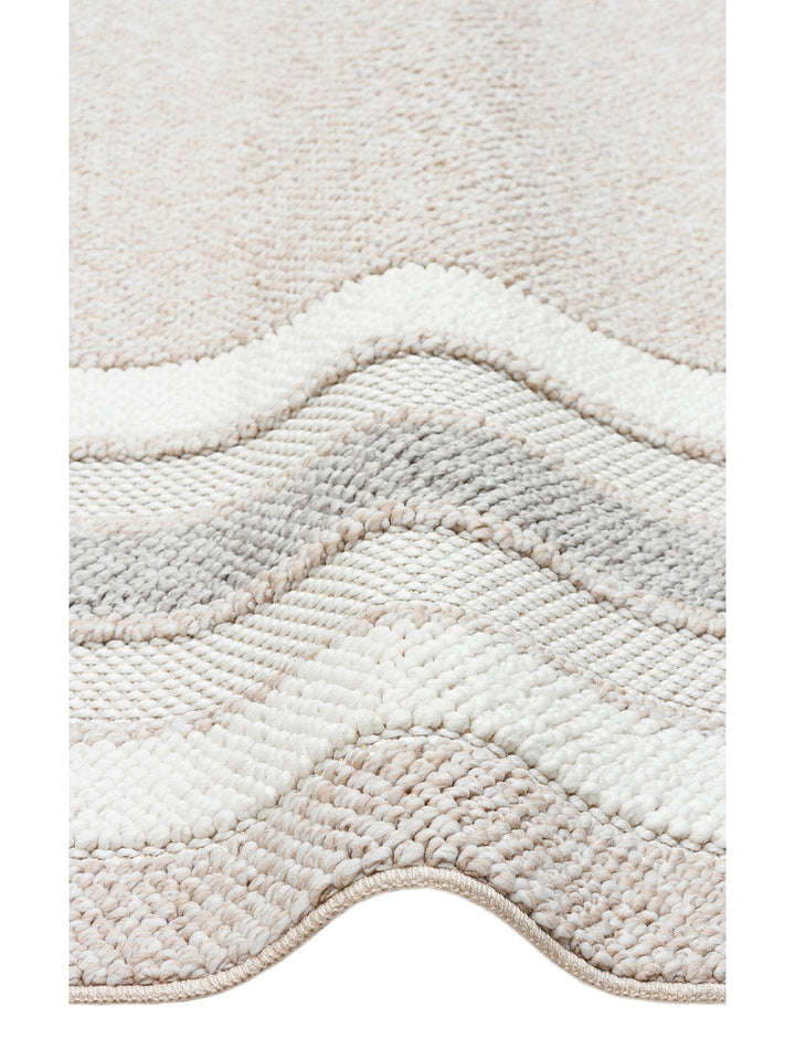 Mali Yumuşak Tuşeli Örgü Dokuma Oturma Odası Koridor Antre Yatak Odası Modern Halı 04 BEIGE GREY - Carpetdocia